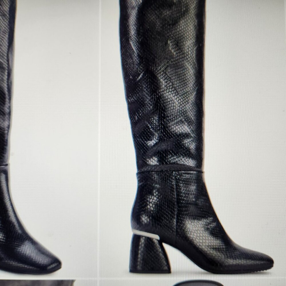 DKNY "Cana" Heeled Embossed Boots. Black. NIB. Size 9.5